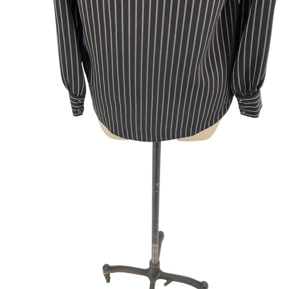 Karen‎ Millen Pinstripe Wrap Blouse Black Long Sleeve Size US 4 - Picture 10 of 13